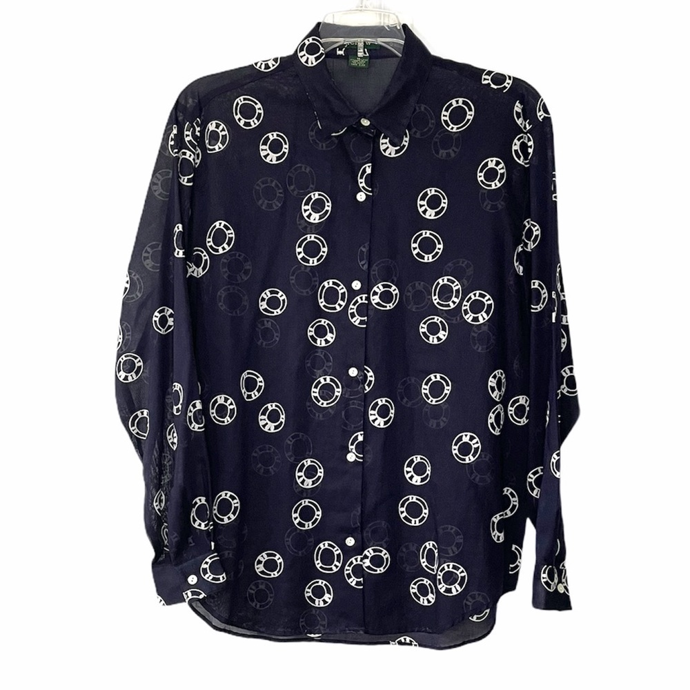 J. Crew Button Down Navy and White Cotton Shirt